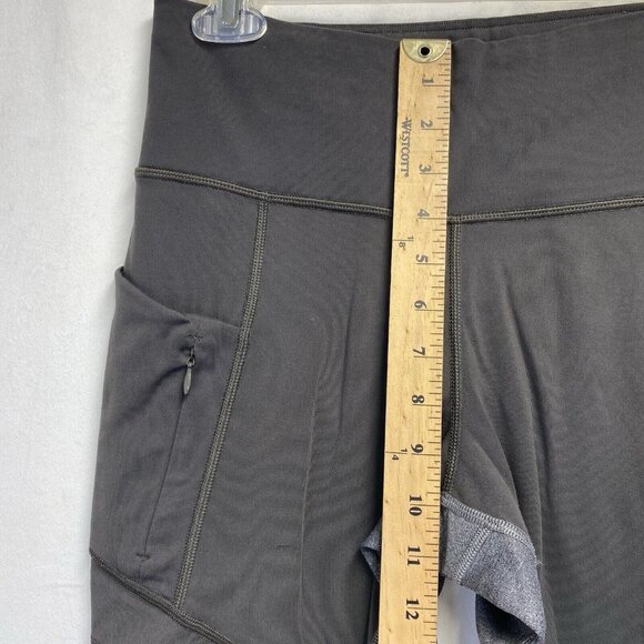 ATHLETA Mid-Rise Yoga-Gym Leggings Women Small Gray Color Block Zipper Pocket - Picture 10 of 16